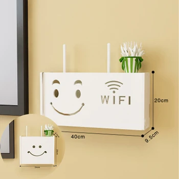 Bezdrôtový Wifi Router Úložný Box Drevo-Plast Polička Na Stenu Závesy Držiak, Kábel Úložný 2 Veľkosť Domova