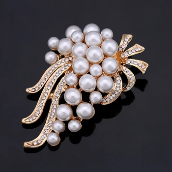 Pearl Flower Brošňa Pre Ženy Vintage Drahokamu Módne Šperky, Svadobné Svadobné Kytice Bižutériou Broches Kolíky Darček Príslušenstvo