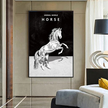 Luxusné Severské Zviera Umenie Zlatý Kôň Kresby, Maľby na Plátno na Stenu Umenie Plagátu Vytlačí obrazov na Stenu pre Obývacia Izba Domova