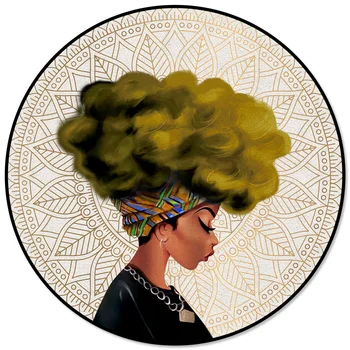 Africká Žena Žena Mandala Žlté Vlasy Vzor a Koberce pre Domáce Obývacia Izba Kolo Koberec pre Deti Izby Non-slip