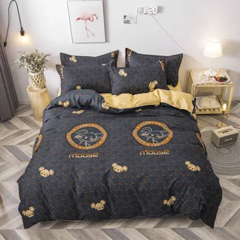 Nordic štýl posteľná bielizeň nastaviť pre deti, deti, kreslená myš kawaii perinu obliečka na vankúš posteľ list sady kráľovná kráľ jednu veľkosť