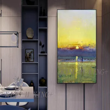 Ručne maľované nástenné maľby scenérie stene plagát, umelecké plátno, maľovanie sunrise foto obývacia izba domáce dekorácie č rámec