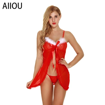 AIIOU Sexy spodná Bielizeň, Šaty Žien Červená Vianočné Porno Bielizeň Čipky Košieľky Odev Výšivky Sex Kostýmy Exotické Kostýmy