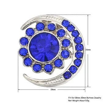 Kovové Mesiac Modul Tlačidlo Crystal Drahokamu Modul Tlačidlo Kúzlo Fit DIY 18 mm Prídavného Modulu Tlačidlo Náramok&Náhrdelník šperky