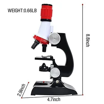 Odolné Mikroskopom Lab Kit LED 100X-1200X Domov Školské Vzdelávacie Hračka Darček Biologický Mikroskop Pre Deti Dieťaťa