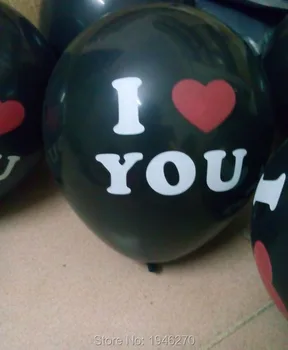 Zadarmo 1000pcs/veľa Black hélium balón Svadobné dekorácie valentínske darčeky Strana navrhne MILUJEM ťa vytlačené latexové balóny