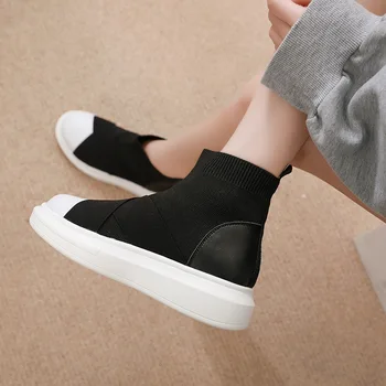 Topánky dámske jeseň 2020 nové priedušná hrubé soled rukáv otecko topánky kožené kórejských študentov univerzálny