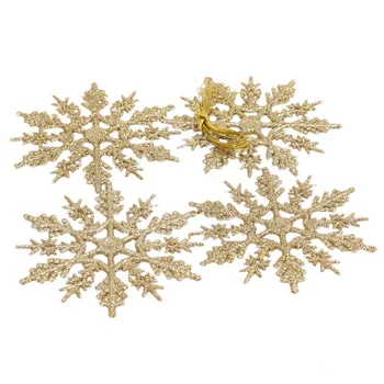 24Pcs Očarujúce 10 cm Zlata Prášku snehová Vločka Na Vianoce Biele Vianoce Tree Decor Strany Dovolenku Vianočné Ozdoby Domova