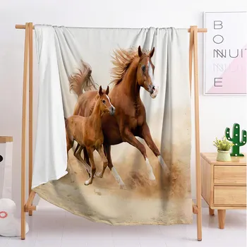 Čierny kôň zvierat Vlastné prikrývky Veľké a malé veľkosti hodiť deka gobelín spanie deka mäkké flanelové deka posteľná bielizeň