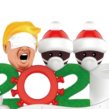 Ozdoby Na Vianočné Stromčeky Tvár Pokrytie Rodinných Trump Ručné Písanie Vianočné Dekorácie, Závesné Prívesky Xmas Party Dekor 2021