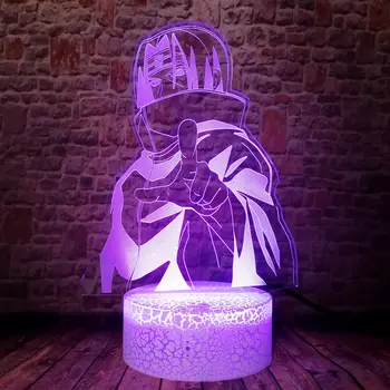 Sasuke Obrázok Modelu Boneco 3D Ilúziu LED Stolná Nočného Farebné Meniace Svetlo Naruto Anime Figurin Svetlo-až Hračky