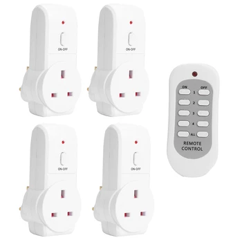 4pcs UK Plug Pohodlné, Praktické užívateľsky príjemný Dizajn Domov elektrickej Zásuvky zapnutie Svetla Pätica Bezdrôtové Diaľkové Ovládanie