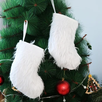 Snehové Vločky, Vianočné Pančuchy Pearl White Plyšové Candy Ponožky Darčeky Taška Vianočný Strom Visí Ozdoby Deti Darček Krb Dekorácie