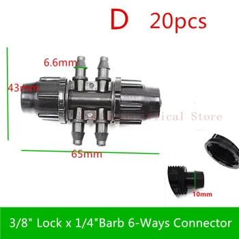 20PCS 3/8 cm Lock Konektor Tee 4Ways Príslušenstvo Pre 8/11 mm Microtube Zavlažovanie Armatúry, Sprchové Príslušenstvo