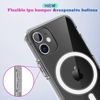 Magsafe puzdro pre Iphone 12 Pro Max Mini Podporu Bezdrôtového Nabíjania Drop Ochrany Taška Fundas Coque priehľadný Akrylový Zadný Kryt