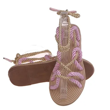 Rím dámske Topánky Letné Šľapky Konopné Lano Ploché Cross-viazané Papuče Otvorené Prst Sandále Sandalia Feminina Chaussures Femme
