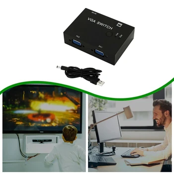 2 PC, 1 Monitor VGA rozvodnej skrinky Kovové Lcd Tv 2 v 1 Z Zdieľanie Videa Box Konvertor