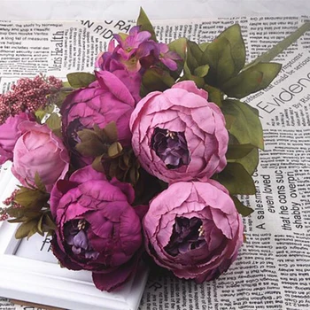 Európsky Vinársky Umelého Hodvábu Čaj Ruže, Kvety 13 hlavy Kytice Svadobné Domov Retro Falošné Kvet Strany DIY Dekorácie