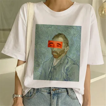 Van Gogh Art Print T-shirt Harajuku 90. rokoch Bežné Vtipné Tričko Ženy Ullzang Krátke Rukáv Tričko Grafický Hornej Tees Žena