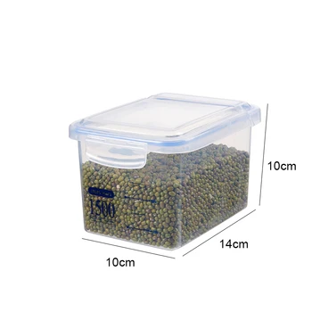 Multifunkčné Plastové Transparentné Zapečatené Môže Kuchyňa Zŕn Kávy, Cukor, Sladké Udržať Čerstvé Skladovanie Jar Zátka s mierkou Line Box