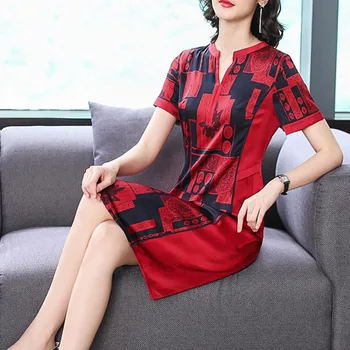Nové Letné Hodváb 2020 Šaty Elegantné Ženy Plus Veľkosť Červené Dámske Šaty Bežné Strany Vestidos Elegantes KJ5469