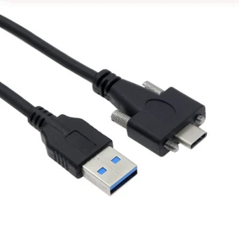 USB 3.0 Typ-A Samec na USB 3.1 Typ-C Muž Dátový Kábel Panel Namontujte Skrutku Zamykanie USB Typu C 3.1 Gen 1 Kábel