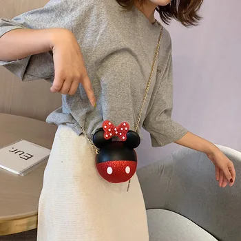 Disney Mickey mouse messenger taška Ženy je nové módne bright star roztomilý Mickey luk dievča reťazca taška cez rameno nakupovanie mince taška