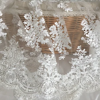 Svadobné šaty vyšívané textílie textílie ako určenie polohy Čipky textílie high-grade večerné šaty