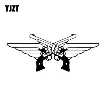 YJZT 18.5X7.5 CM Pištoľ Krídla Módne Okien batožinového priestoru Dekorácie, Auto Nálepky, Nálepky C25-1291