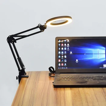 Skladacia Profesionálne 5X lupa Stolná Lampa zväčšovacie sklo LED Svetlo, Lampa na Čítanie s Tromi Stmievanie Režimy USB Napájanie