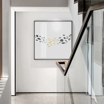 Abstrakt Moderné Plátno na Maľovanie Plagátu a Tlač Obývacia Izba Ryby Dekoratívne Spálňa Bielu Stenu, Umenie Obrázok Zlaté Domova