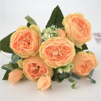 Umelý Hodváb Rose Svadobný Kvet Falošné Lacné Pivónia Kvety, Svadba, Oslava Narodenín Kytice DIY Domáce Tabuľka Dekor