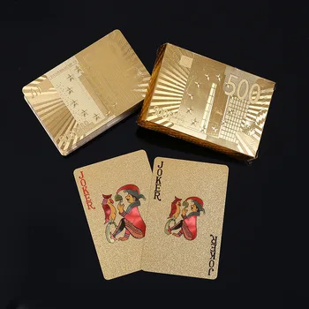 Darček Poker Zlaté Hracie Karty, Nastaviť Vodotesná Plastová Čierna Farba, Pokrové Karty Klasické Magické Triky Nástroj Poker Hry Poker Sada
