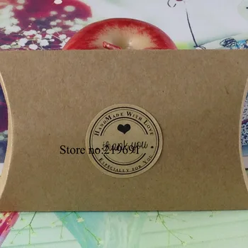 Wholesale180x100x30mm DIY kraft Vankúš papierové krabice obaly na cukríky šperky Vlastné Logo náklady logo poplatok MIN:500 KS