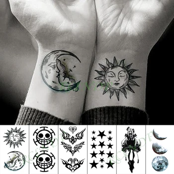 Nepremokavé Dočasné Tetovanie Nálepky Sun Moon ľudskú tvár falošné tatto ruky, ramena, nohy flash tetovanie pre dieťa dievča muži ženy