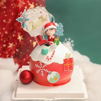 8pcs/taška Vianočná Čiapka Bell Strom Cake Zdobenie Dodávky Vianočné Dekorácie pre Domov Tabuľka Tortu Vňaťou Party Láskavosti