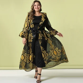 Dubaj Abaya Šaty pre Moslimské Ženy Patchwork Výšivky Plus Veľké Veľkosti, Módne, Elegantné, Šitie Ramadánu Šaty