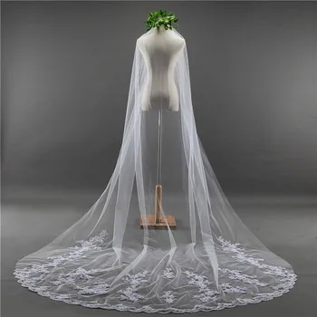 3 meter svadobný závoj dlhé biele svadobné čipky závoj svadobné závoje oka závoje pre nevestu s hrebeňom WAS10058