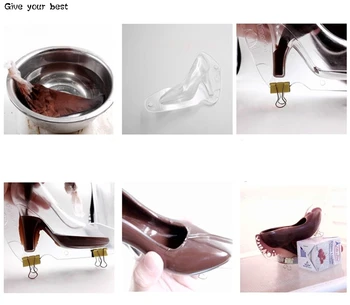 Cake zdobenie nástrojov 3D Modelovania Vysokom Podpätku Topánky Polykarbonát PC Čokoládové Cukrovinky Plesne Zväzok Fondant Tortu Formy