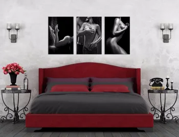 Sexy Lady Plagát na Stenu Umelecké Plátno Tlačiť Maľovanie 3 Kusy Čierna a Biela Tele Umenie Domova HD Maľovanie pre Miestnosti Dekorácie