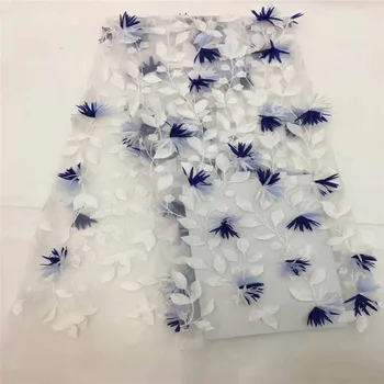 Africké Čipky Materiálov Veľkoobchod Sky Blue Afriky Čipky Tkaniny Pre Nigérijský Party Šaty Nové Čipky Textílie vzory 3d Kvet Textílie