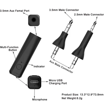 Bluetooth 5.0 Stereo Audio Adaptér Bezdrôtovej 2,5 mm Handsfree Hudby Prijímač pre AKG Y50 Y40 Y55 K490NC K545 Slúchadlá S Klip