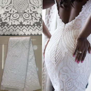 Africké čipky textílie s flitrami 450*135 CM 2019 hot sequin tkaniny vysokej kvality tylu flitrami čipky textílie pre večerné šaty