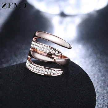 ZEMO 2019 Nový Dizajn Rose Gold Pazúr Tvar Otvoriť Krúžky Klasické Svadobné Šperky pre Ženy Vintage Crystal Prst Prsteň Pásma