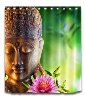 Buddha & Lotus Meditácia Zen Sprchový Záves Kúpeľňa Nepremokavé Mildewproof Polyester Textílie 72 Palec +12 Háčiky Kúpeľa