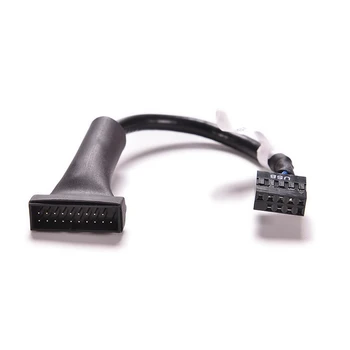 Čierna USB 2.0 9Pin Doske Žena na 20kolíkový USB 3.0 Bývanie Muž Kábel Adaptéra