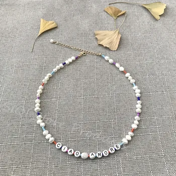 2020 Nové Módne Šperky vyrábané Ručne Pearl Korálky Náhrdelník Porcelánu Multi-farebné Mix A Zápas Štýl List Korálkové Lady Choker