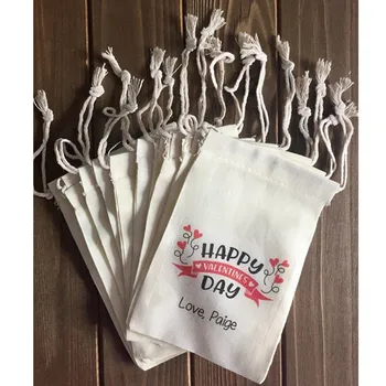 Happy Valentine Day Party Prospech Taška prispôsobiť Candy bag bavlna Liečbu Tašky Valentine strany vitajte tašky narodeniny šnúrkou taška