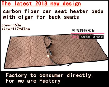 20 sád/veľa,DHL zadarmo,najnovšie 2018 nový dizajn uhlíkových vlákien auto tepla podložky s cigaretový zapaľovač na zadnom sedadle osobitne,
