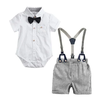 Baby Chlapci Gentleman Oblečenie Sady 2019 Letné Svadobné Party Narodeniny Novorodenca Boy Šaty, Topy+Šortky 2ks Deti Chlapec Oblečenie